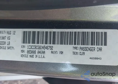 2013 Chrysler 200 Limited z USA, uszkodzony, nr VIN 1C3CCBCG6DN546792